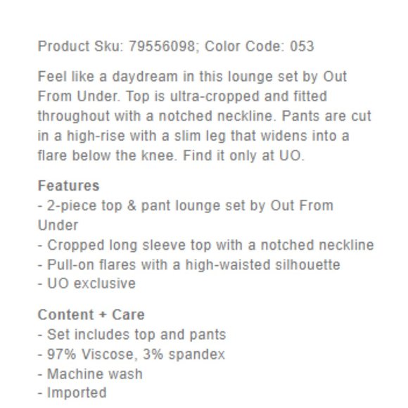 Out From Under "Sweet Dreams" 2-Piece Loungewear Set NWT - Picture 5 of 5